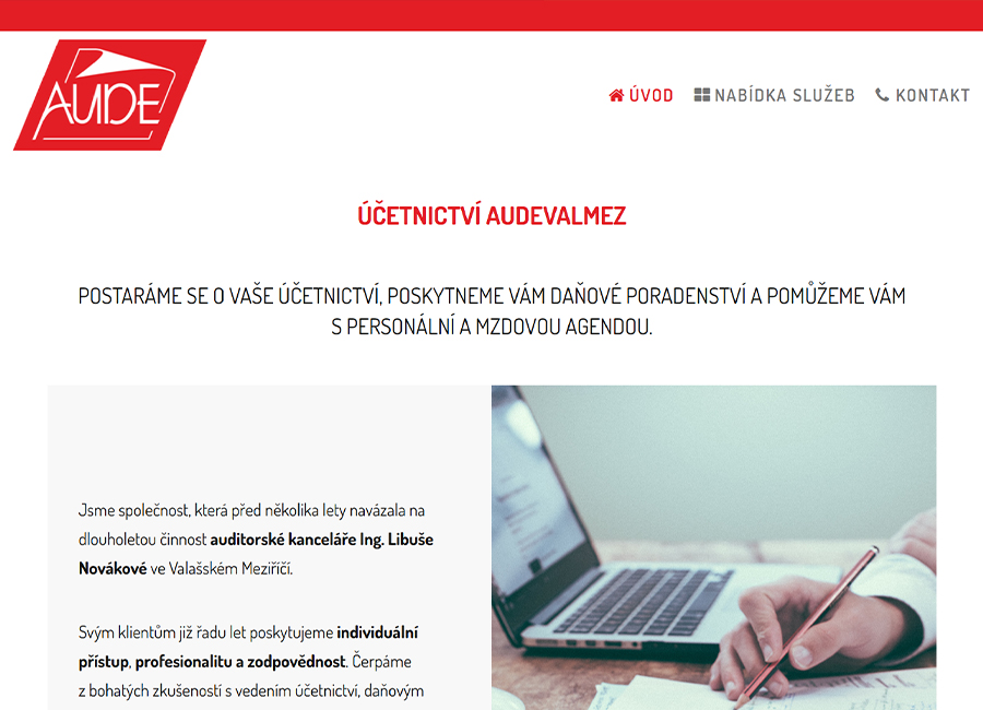 Portfolio web účetnictví AUDEVALMEZ